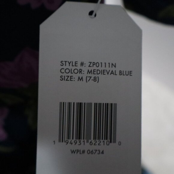 Girls Midi Navy Dress Size Medium (7-8) Floral Print Zac Kids - Picture 2 of 6